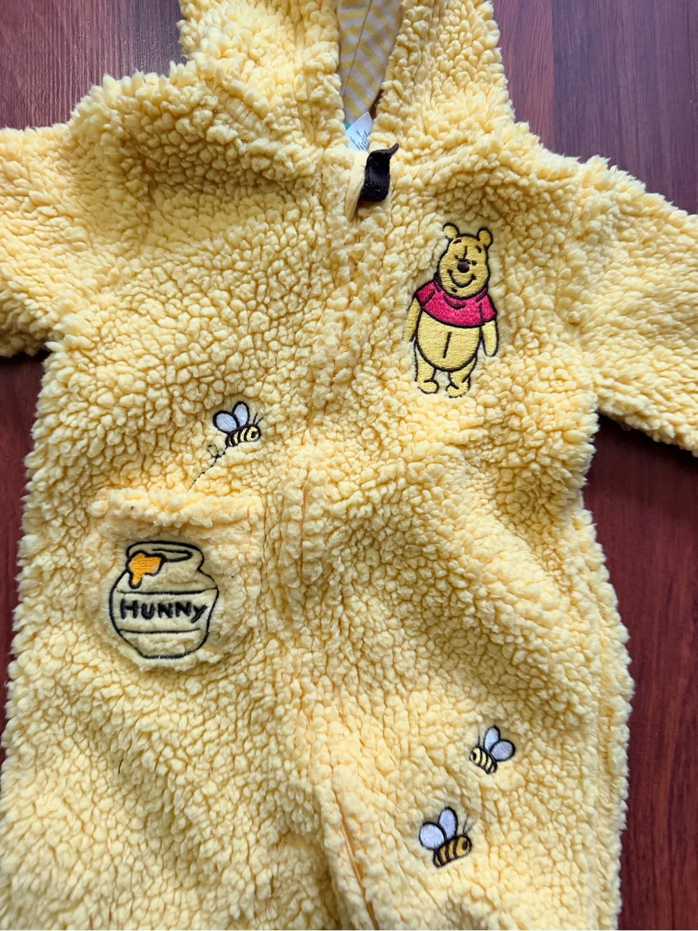 Disney Yellow Winnie the Pooh Sherpa Hooded One-Piece